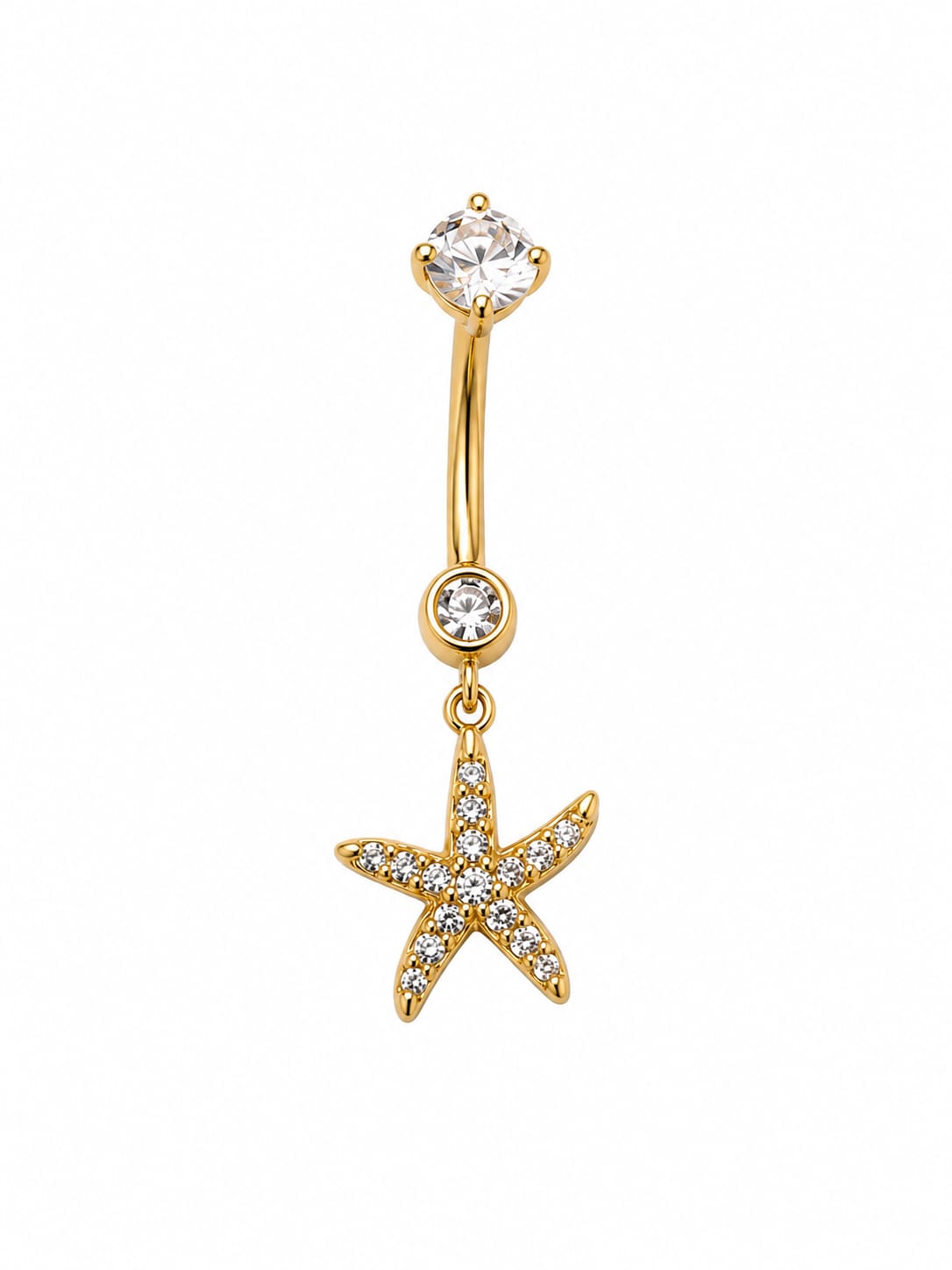 Piercing nombril étoile de mer zircons