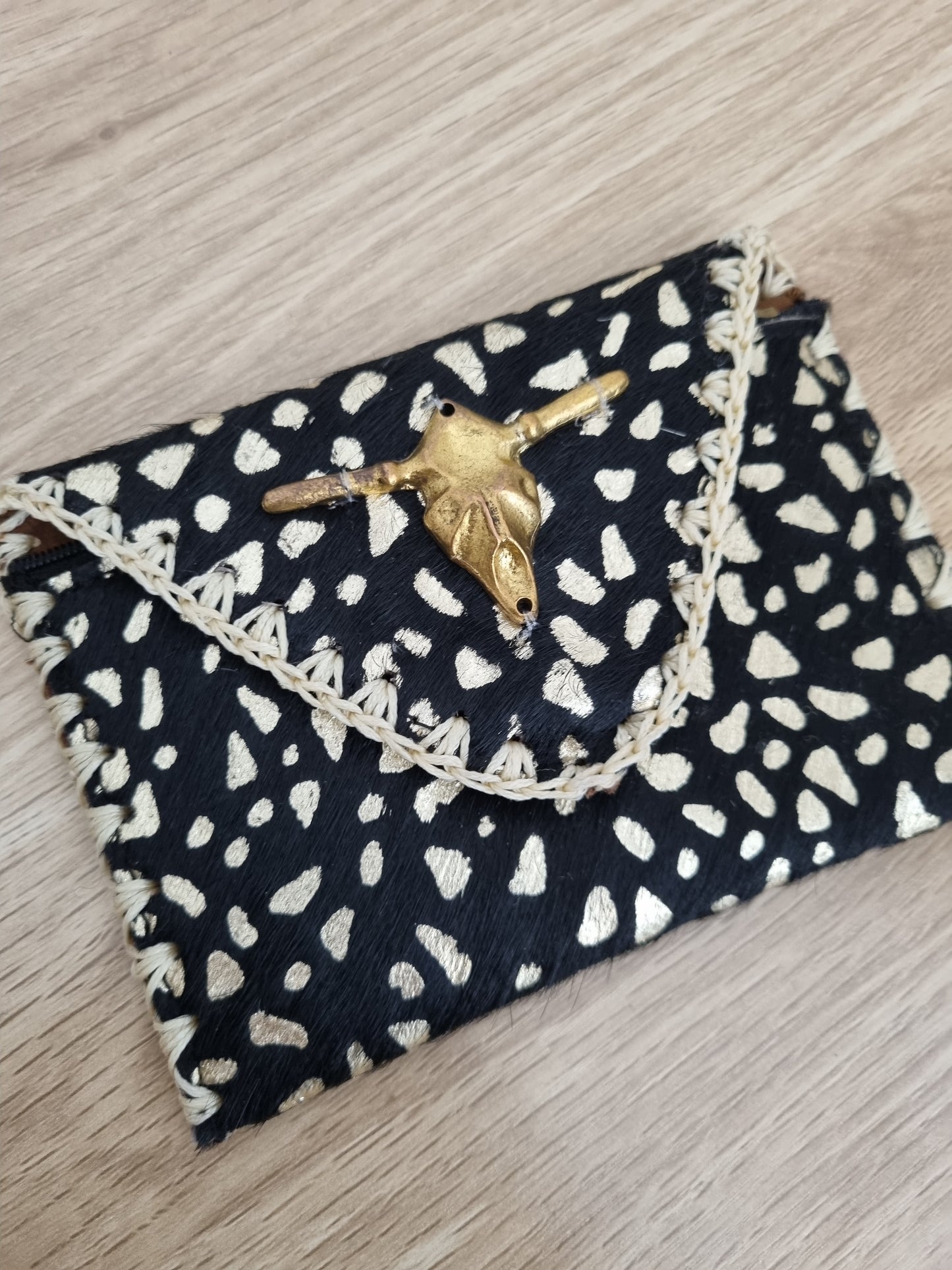 Pochette cuir Buffalo - noir/doré