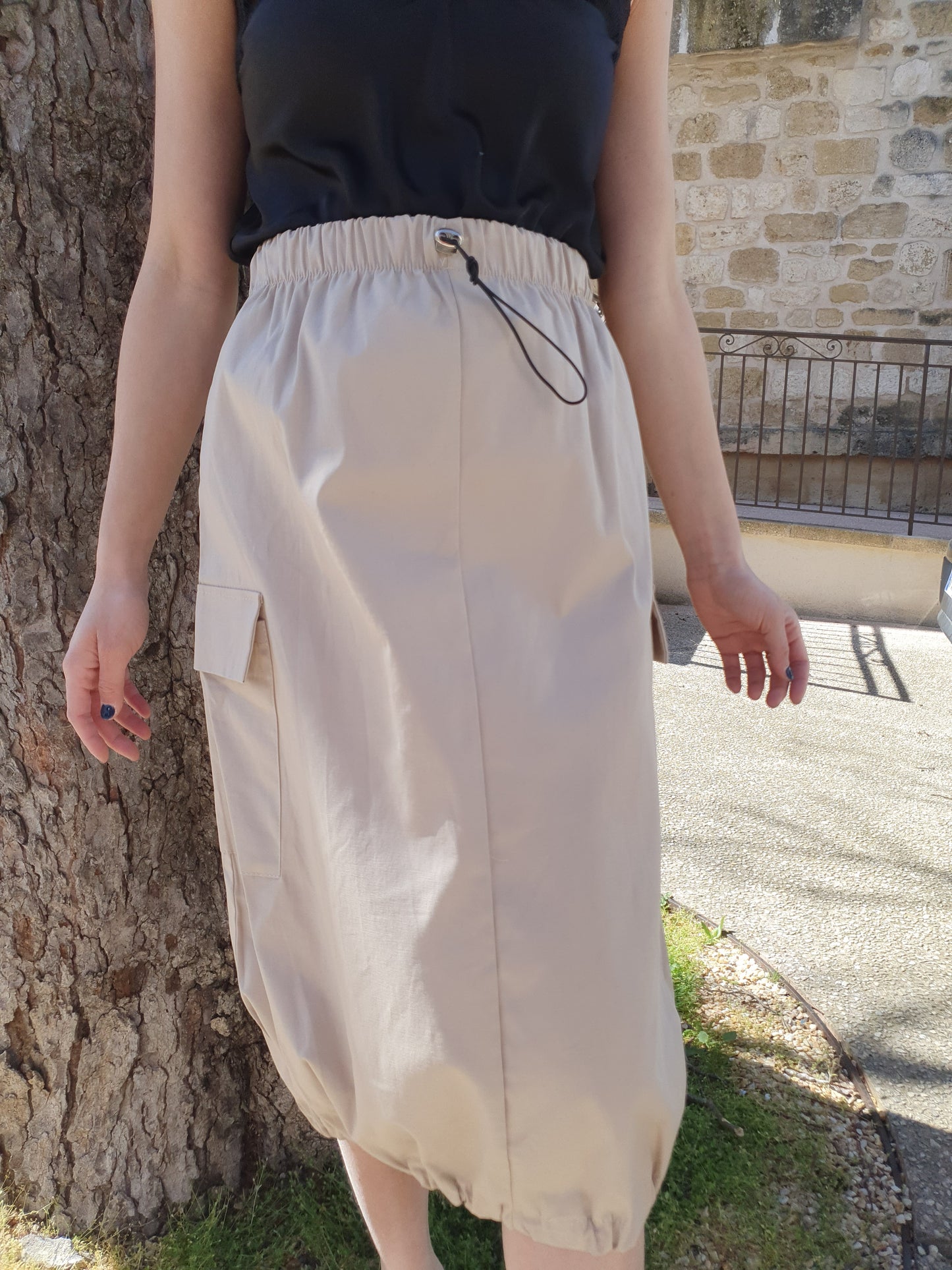 Jupe cargo beige