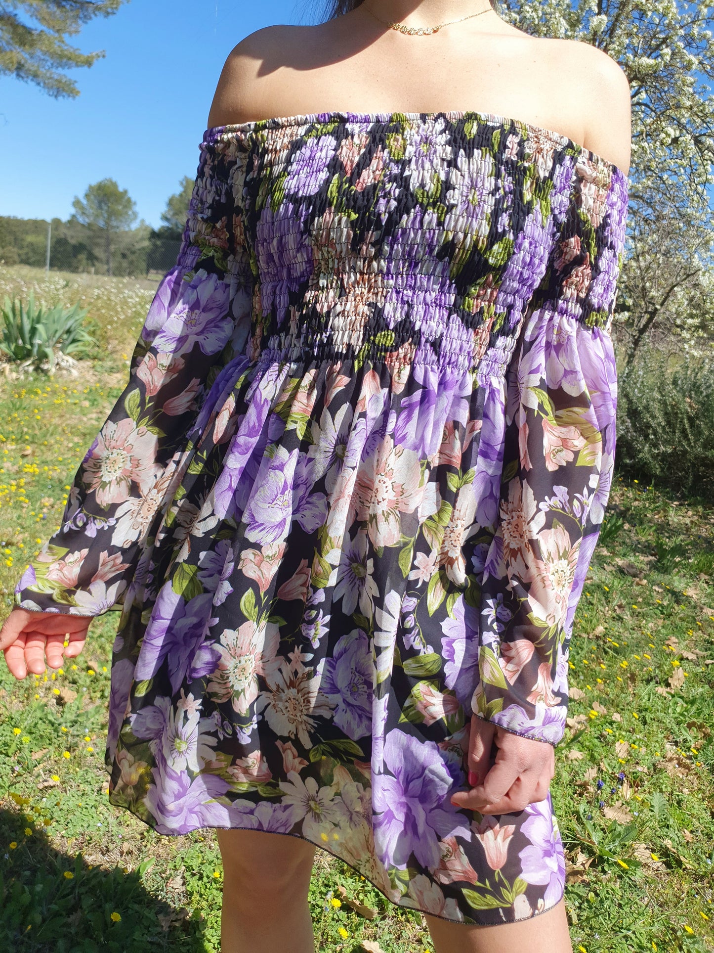 Robe imprimés fleuris tons lilas