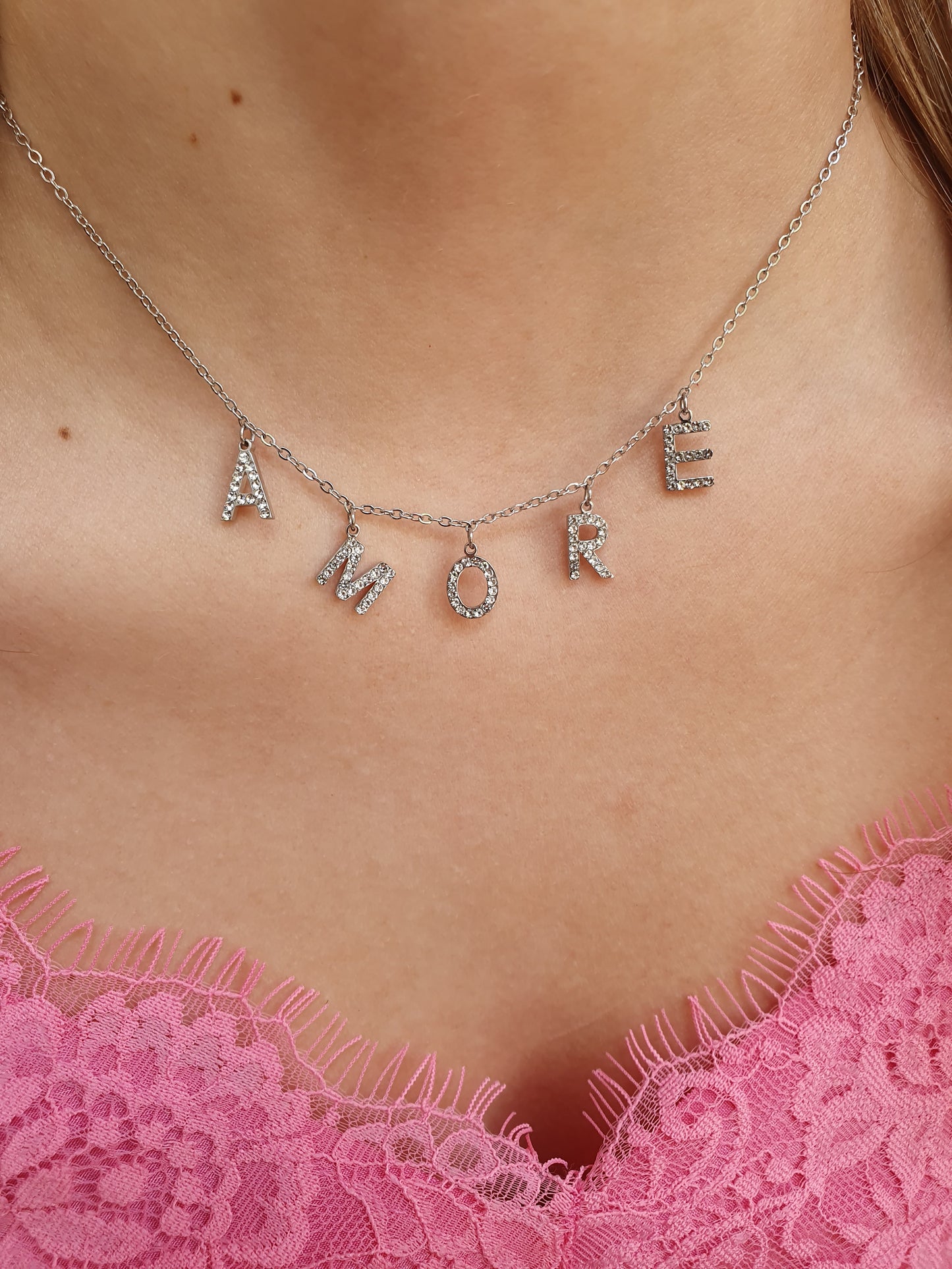 Collier Baby AMORE - zircons/argenté