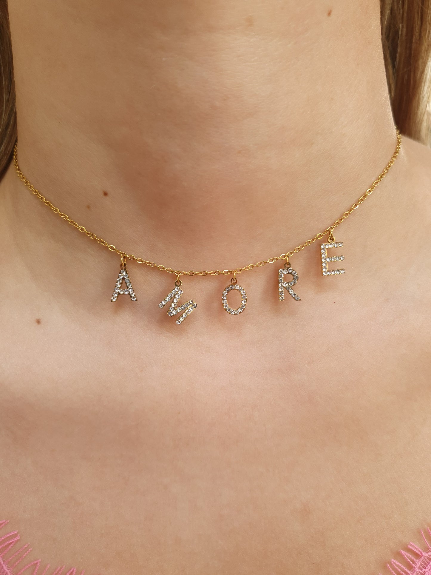 Collier Baby AMORE - zircons/doré
