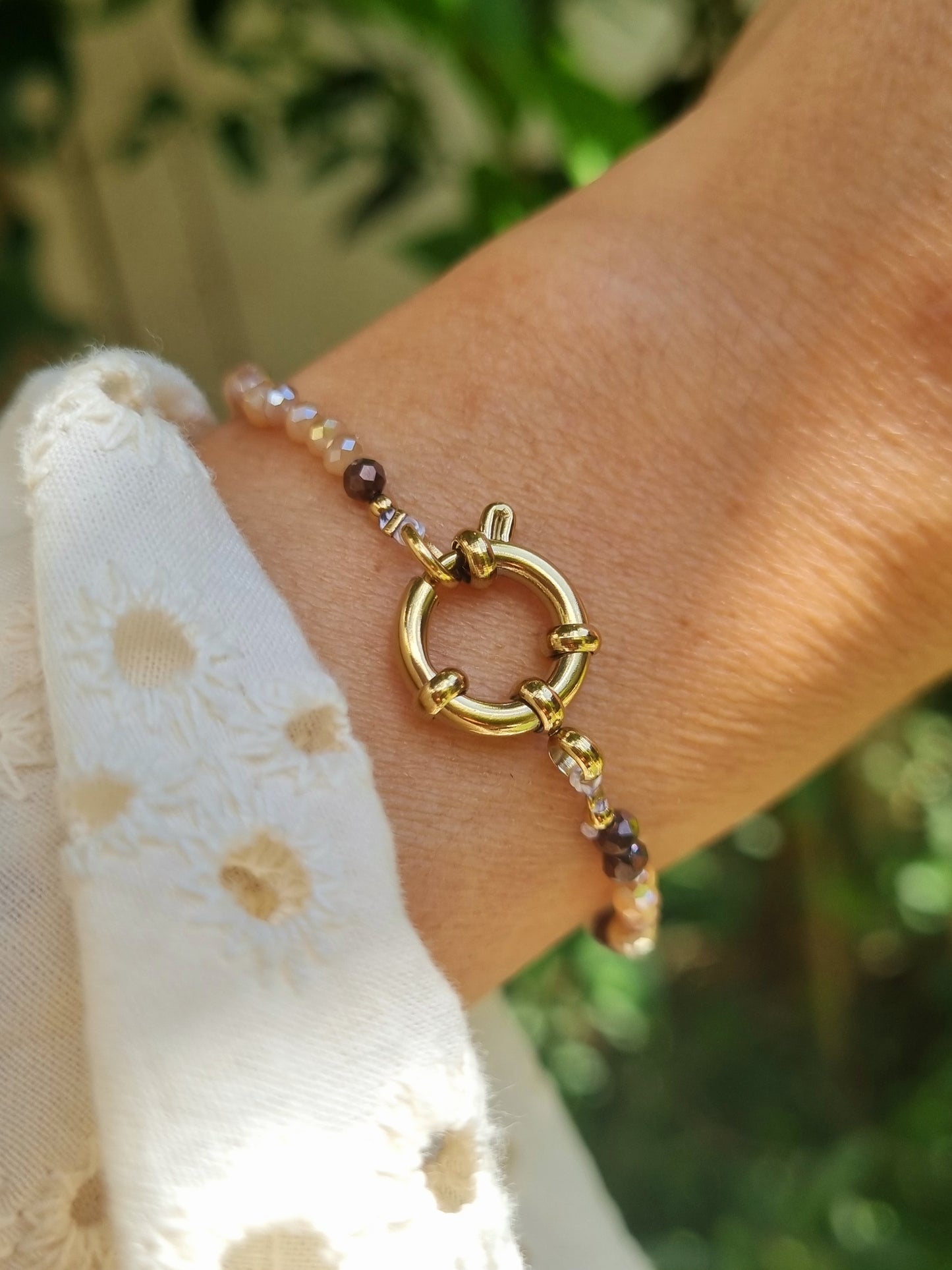 Bracelet perles de verre personnalisable - doré