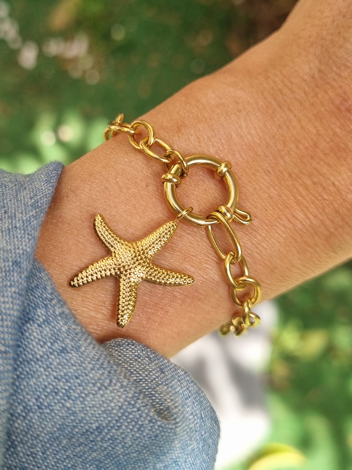 Bracelet étoile de mer (personnalisable) - doré