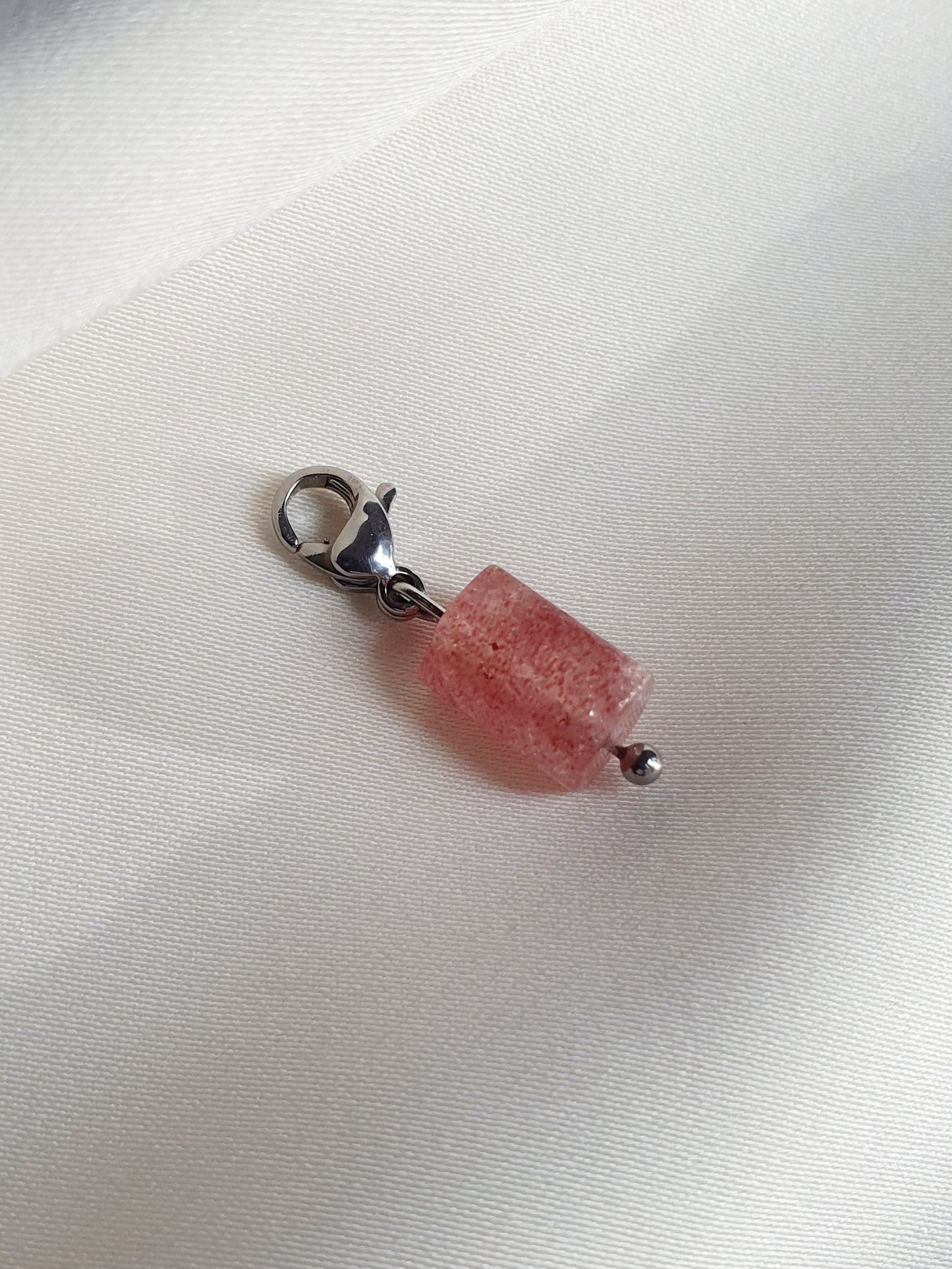Charm cylindre quartz de pastèque - argenté