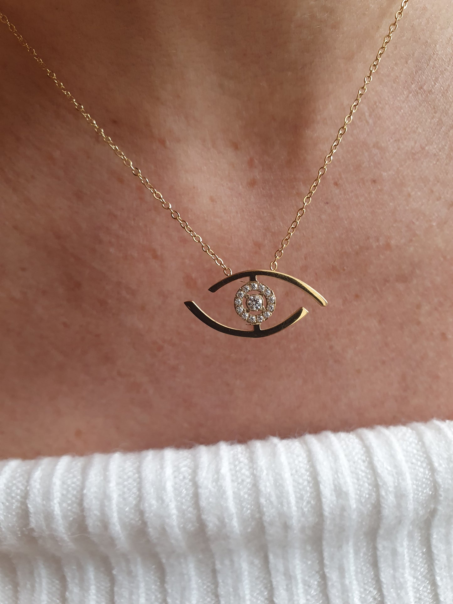 Collier oeil et zircons - doré
