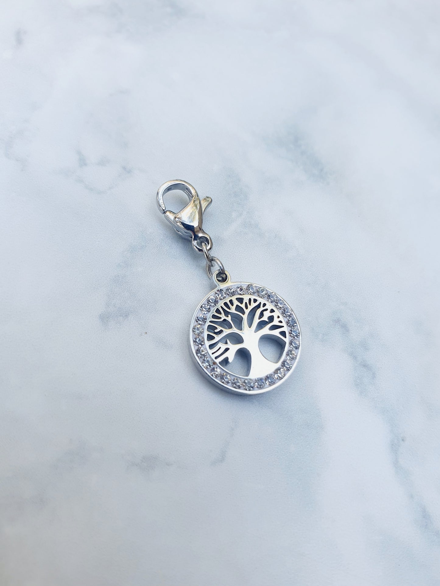 Charm arbre de vie strass - argenté