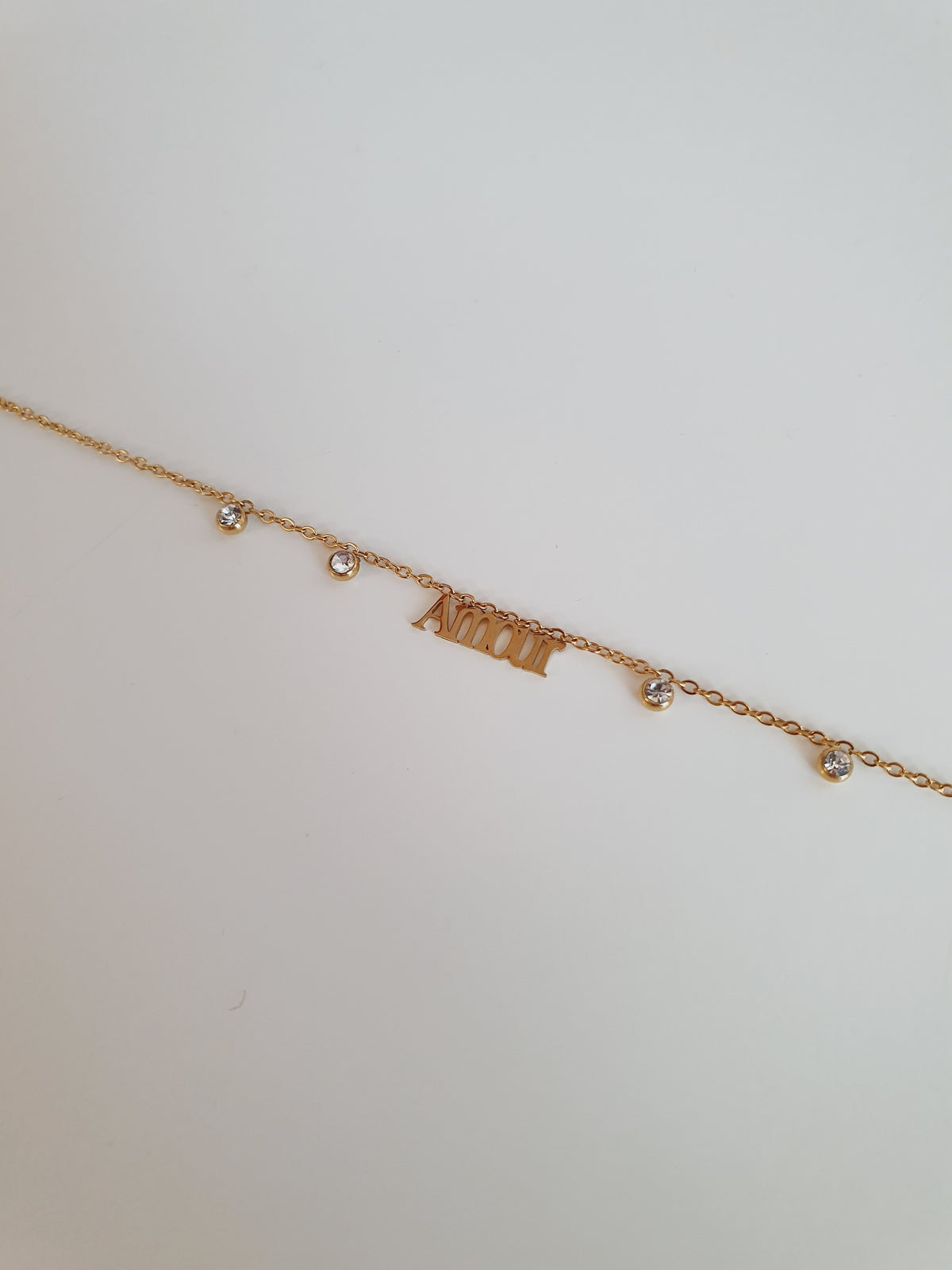Bracelet "Amour" & zircons - doré