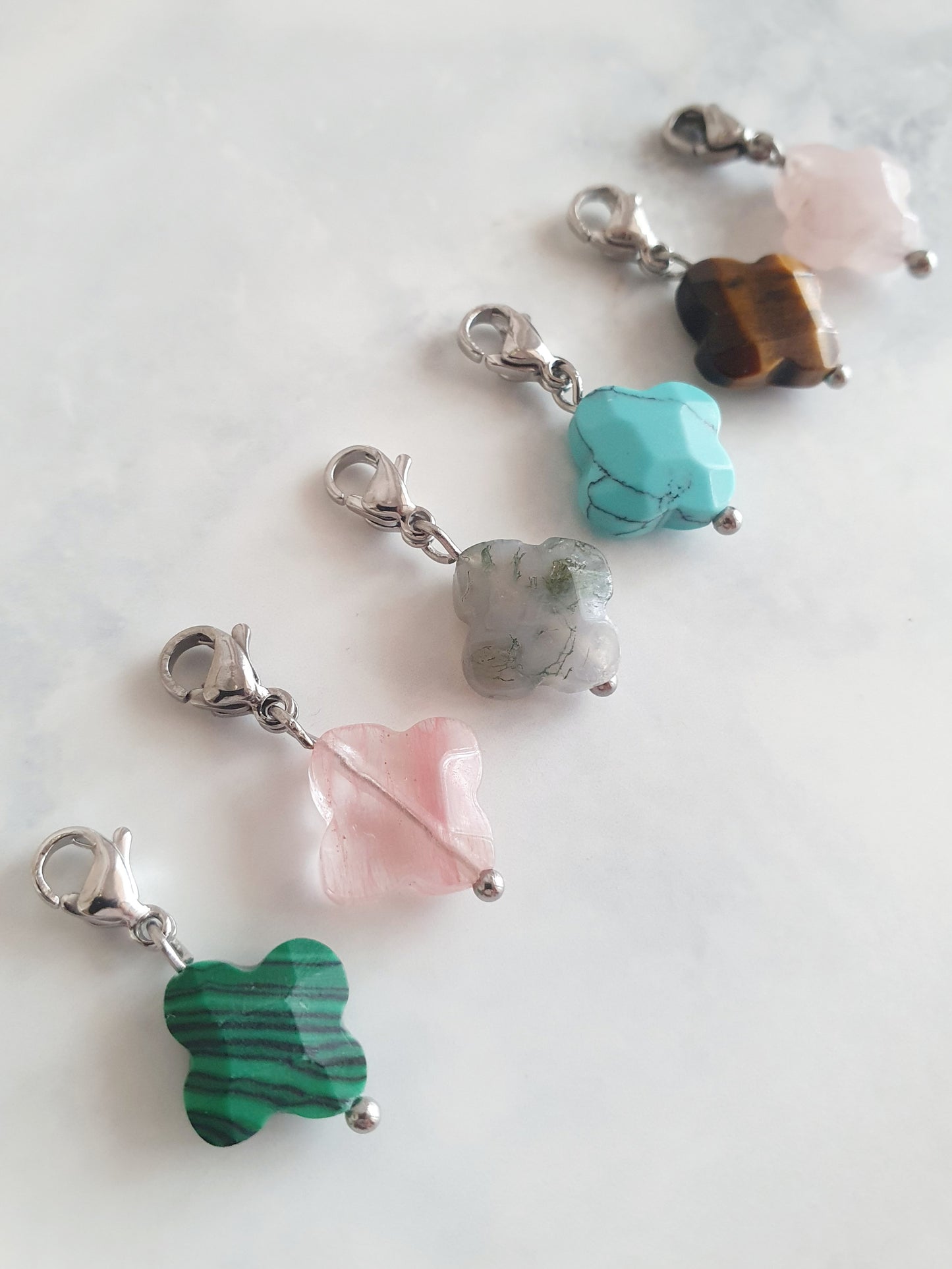 Charm trèfle Turquoise - argenté