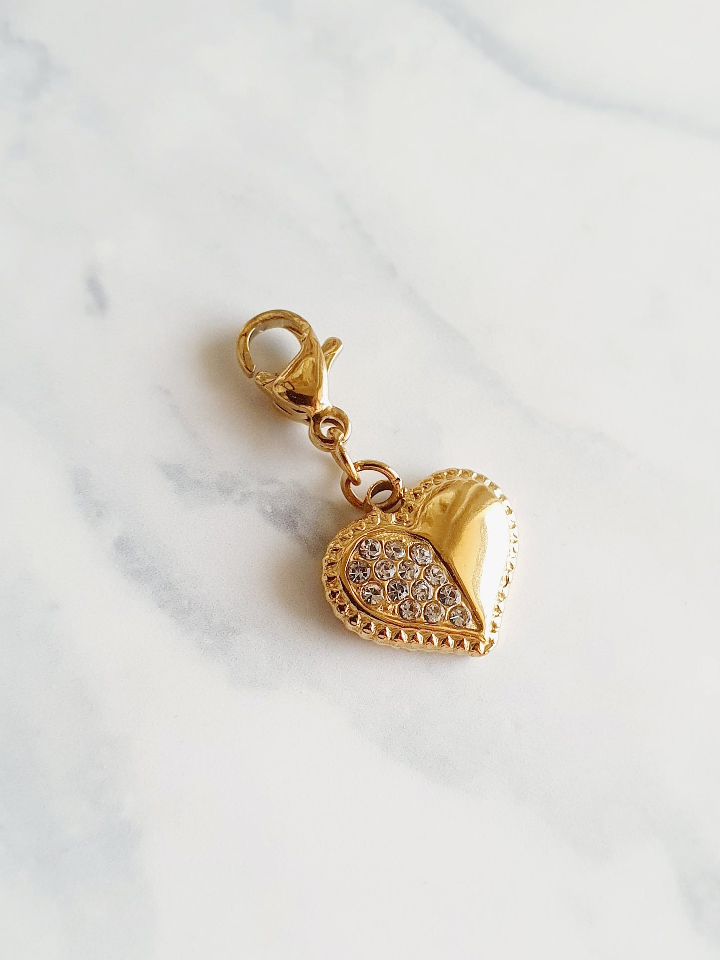 Charm moitié coeur strass - doré