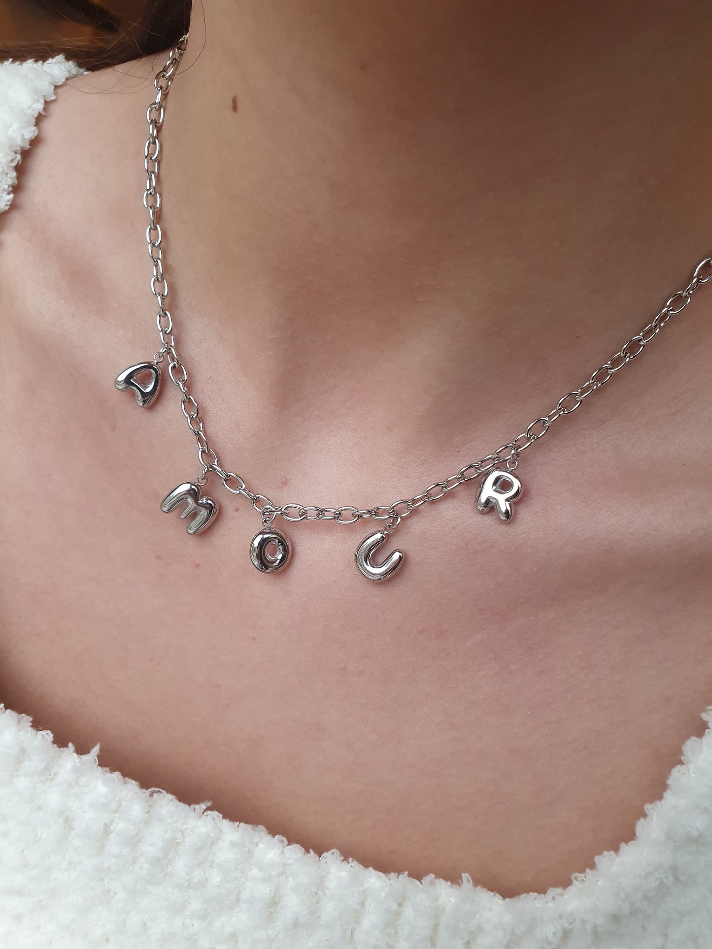 Collier lettres bubble Amour - argenté