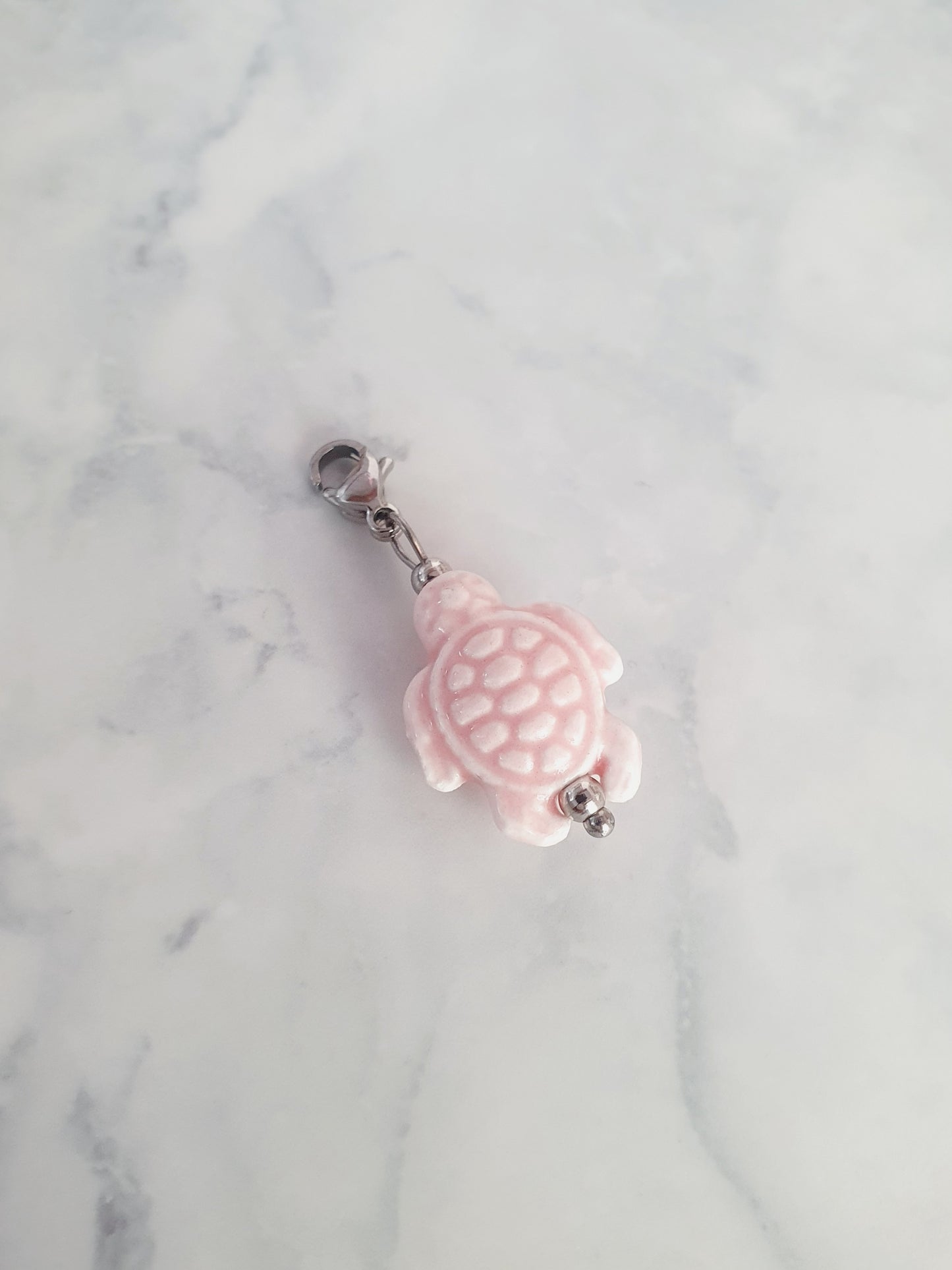 Charm tortue rose - argenté