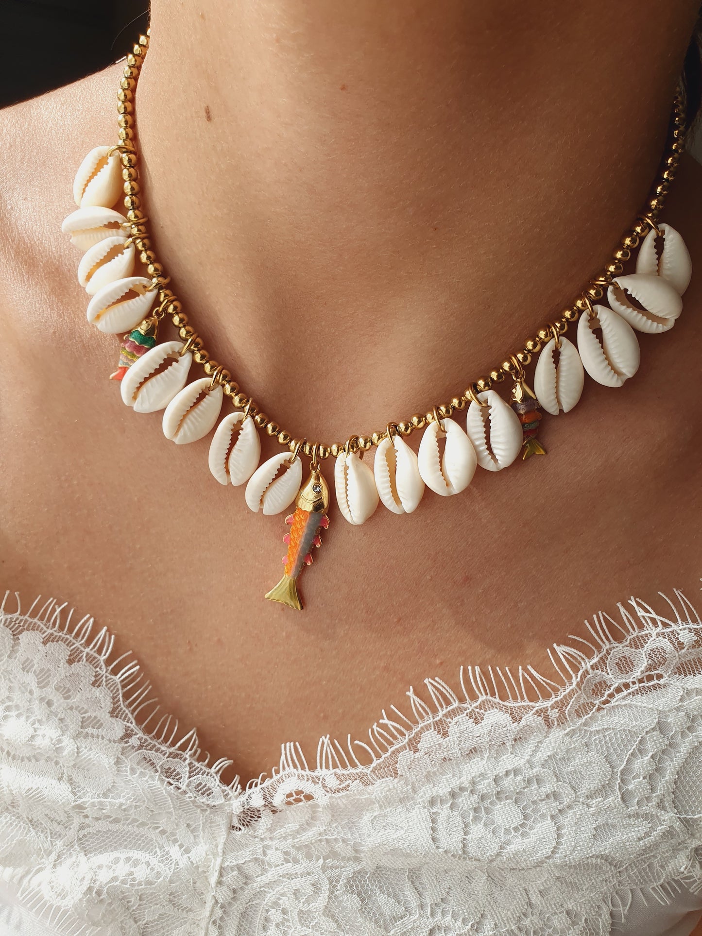 Collier coquillages cauri COSTA - doré