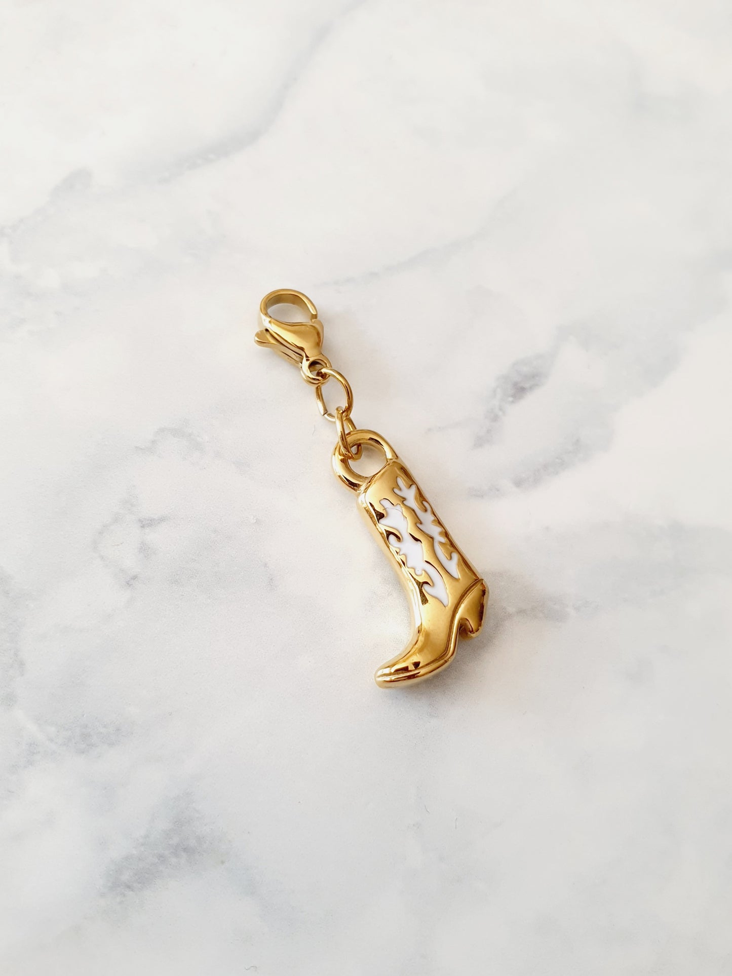 Charm Baby botte de Cow Boy Blanc - doré