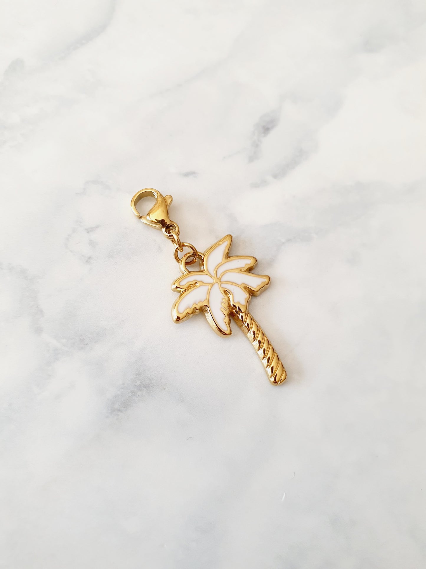 Charm palmier exotique blanc - doré