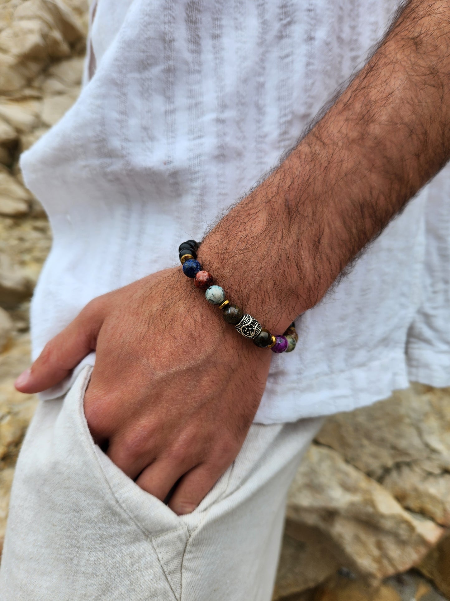 Bracelet élastique pierres naturelles TEVON