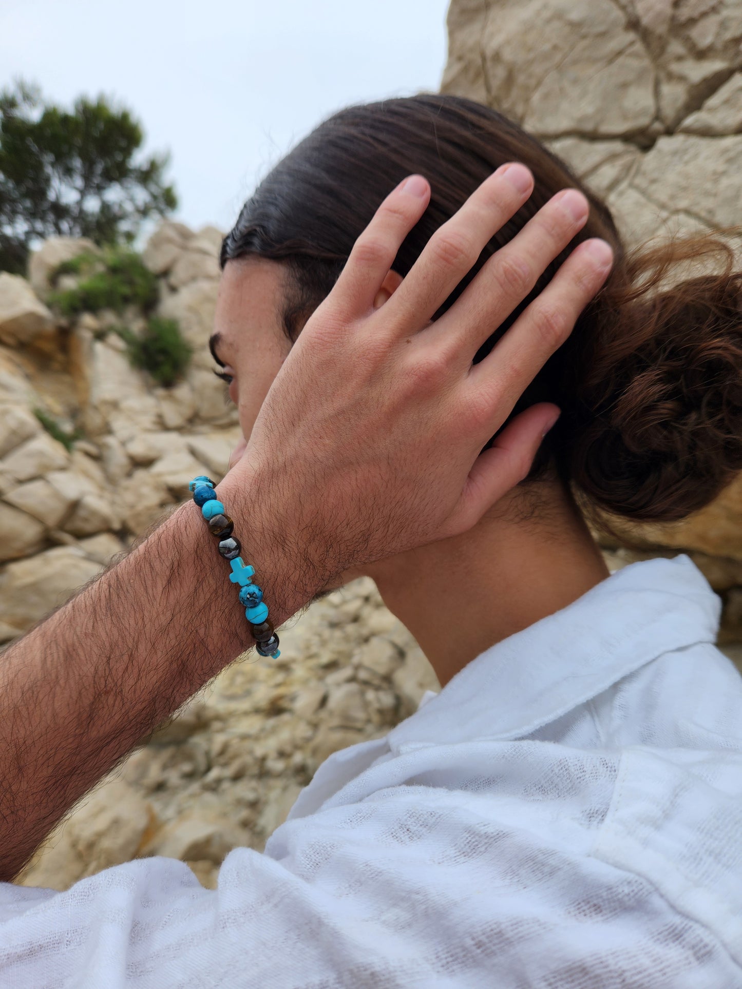 Bracelet élastique pierres naturelles CRUZ