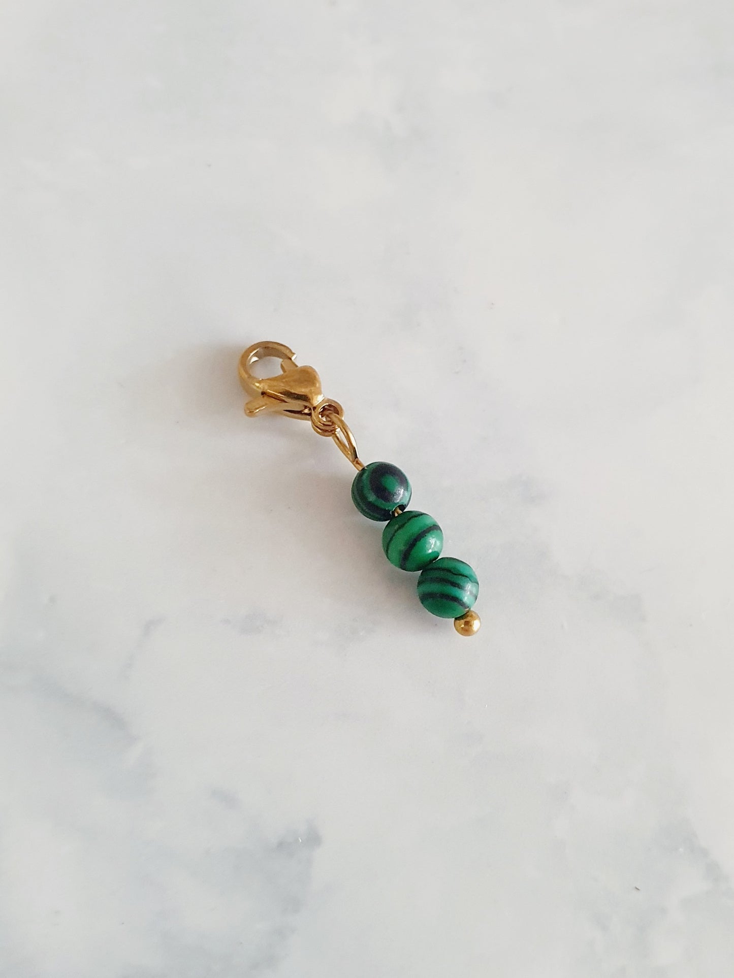 Charm trio de perles Malachite - doré