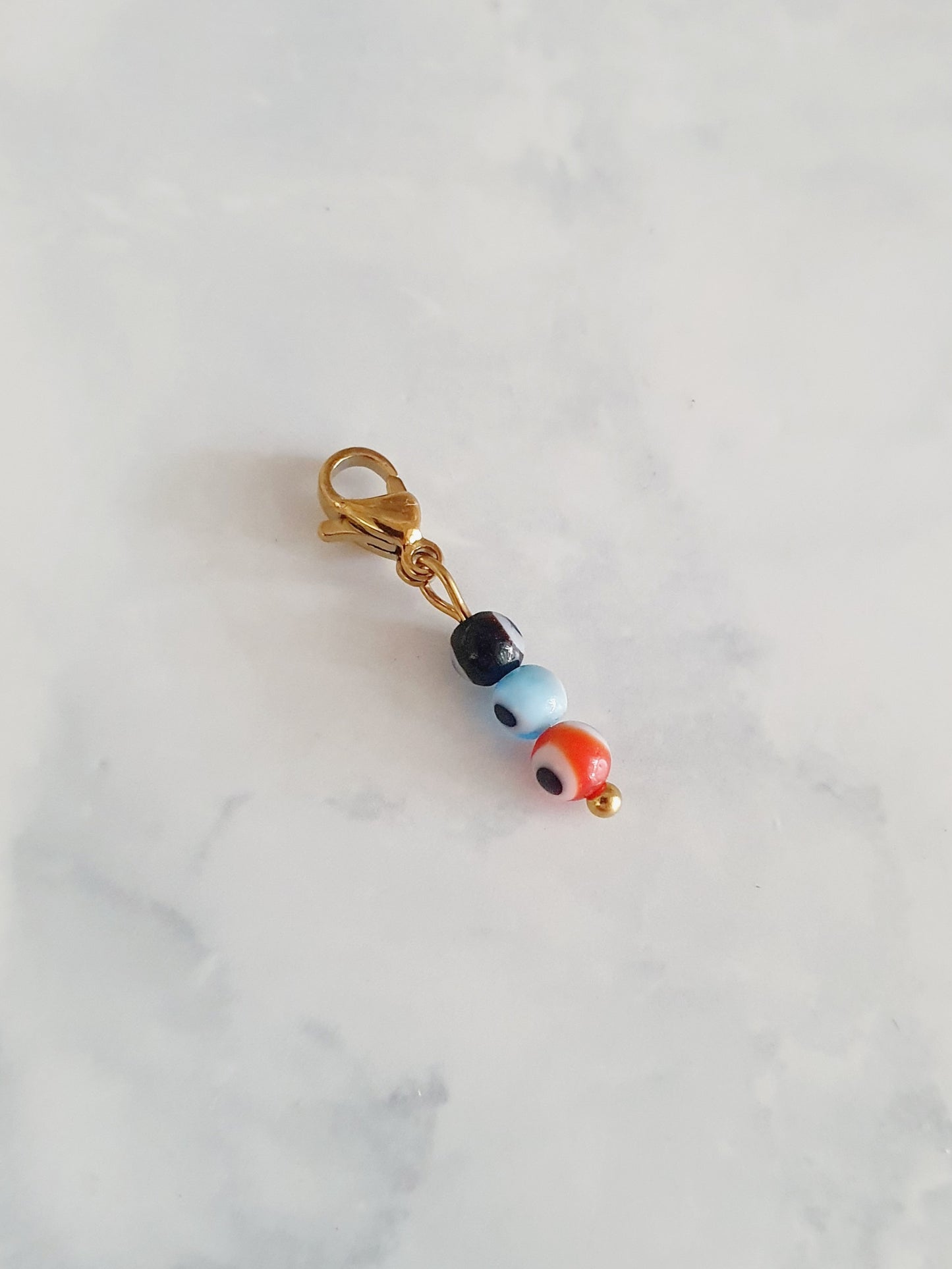 Charm trio de yeux turcs en verre - doré | multicolore