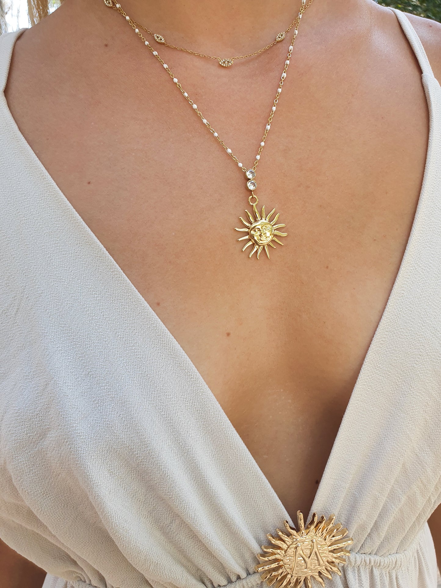 Collier SOLENYA - doré / blanc