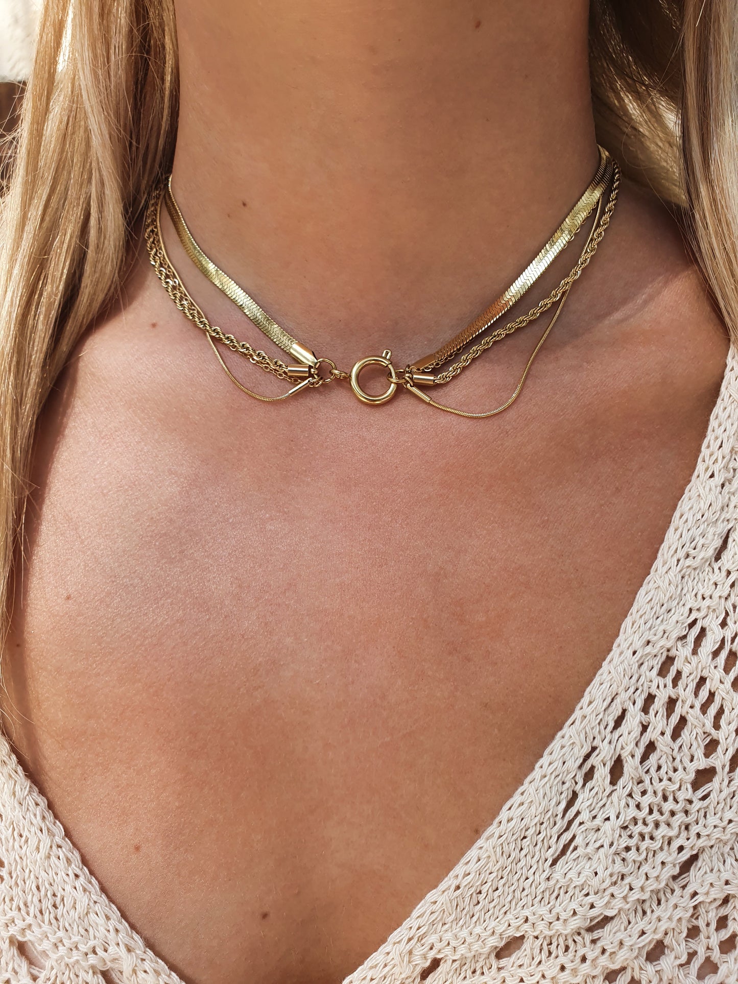 Collier 4 chaînes ELORYNE (personnalisable) - doré
