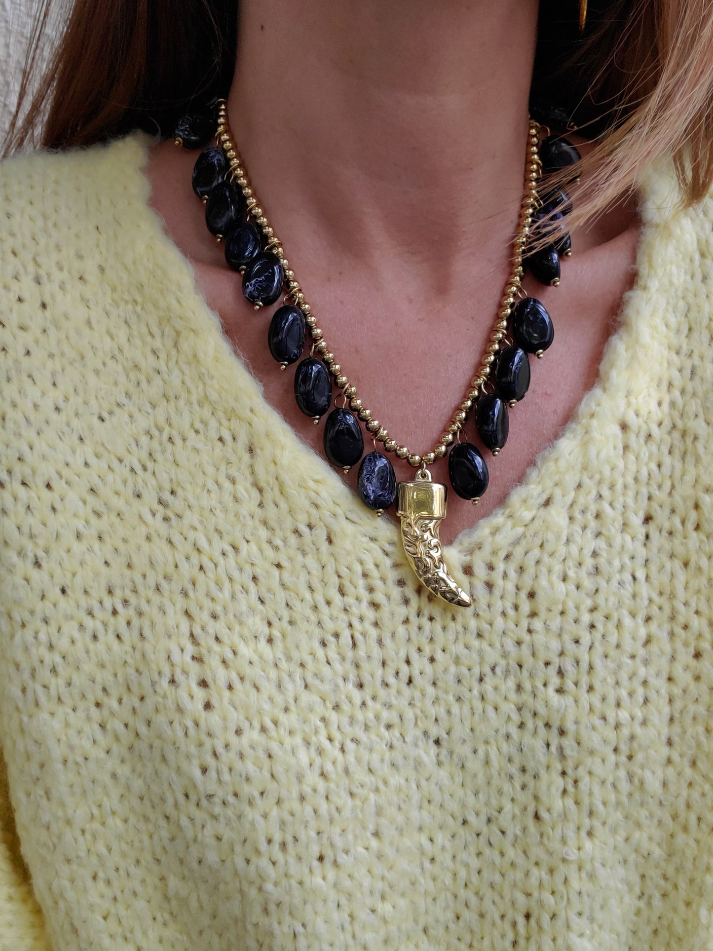 Collier CALIRA - doré | noir