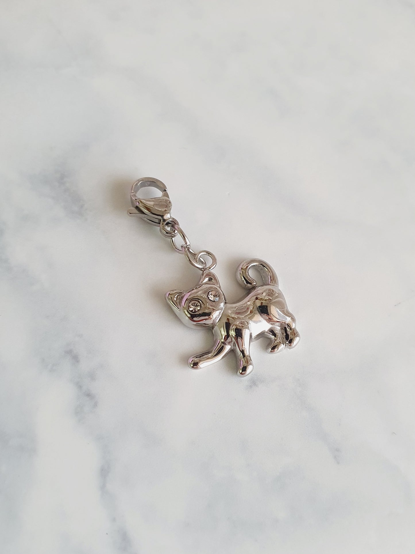 Charm chat yeux zircons - argenté