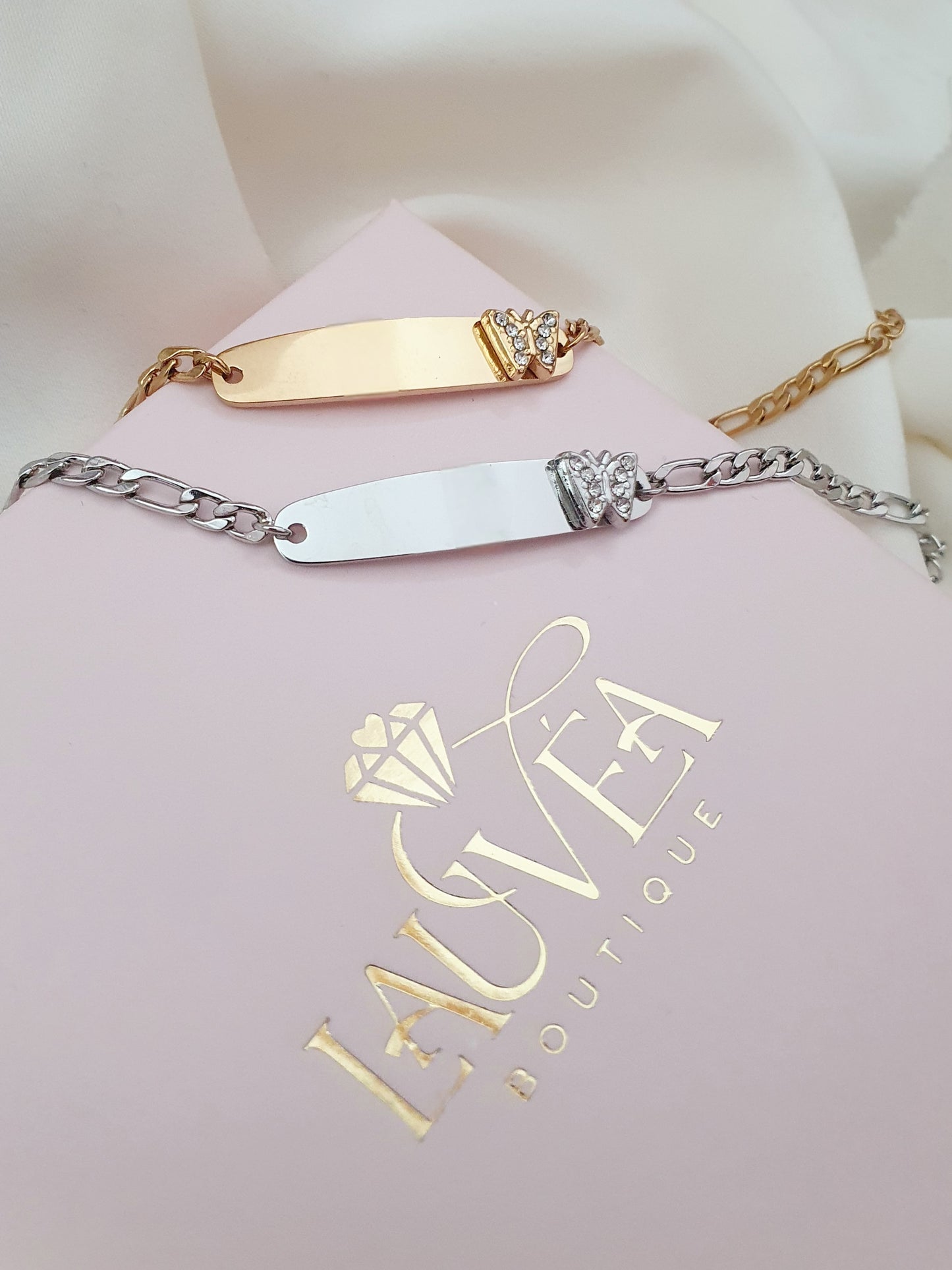 Gourmette enfant papillon strass - Coloris au Choix