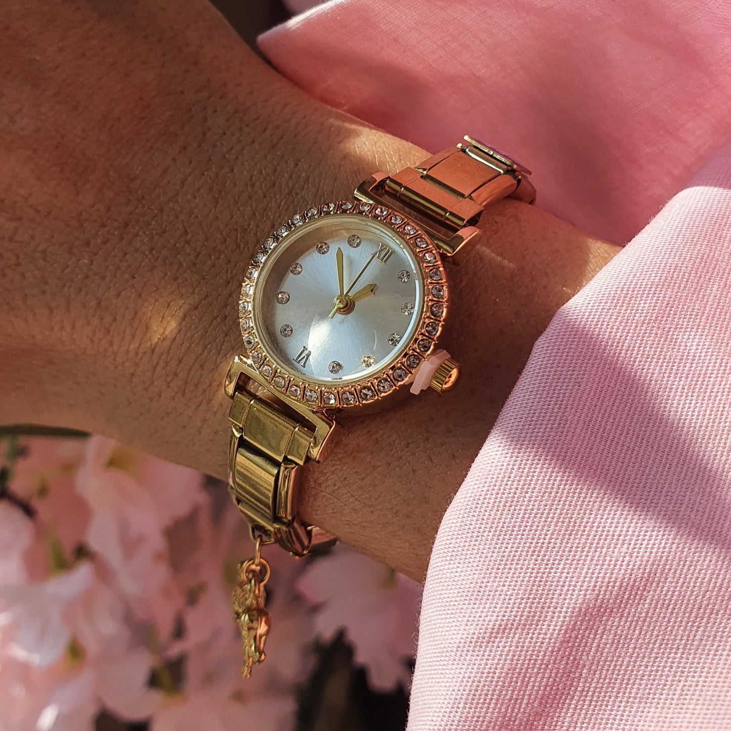 Montre Bracelet Italien à personnaliser – CHRONA – Doré (cadran blanc)