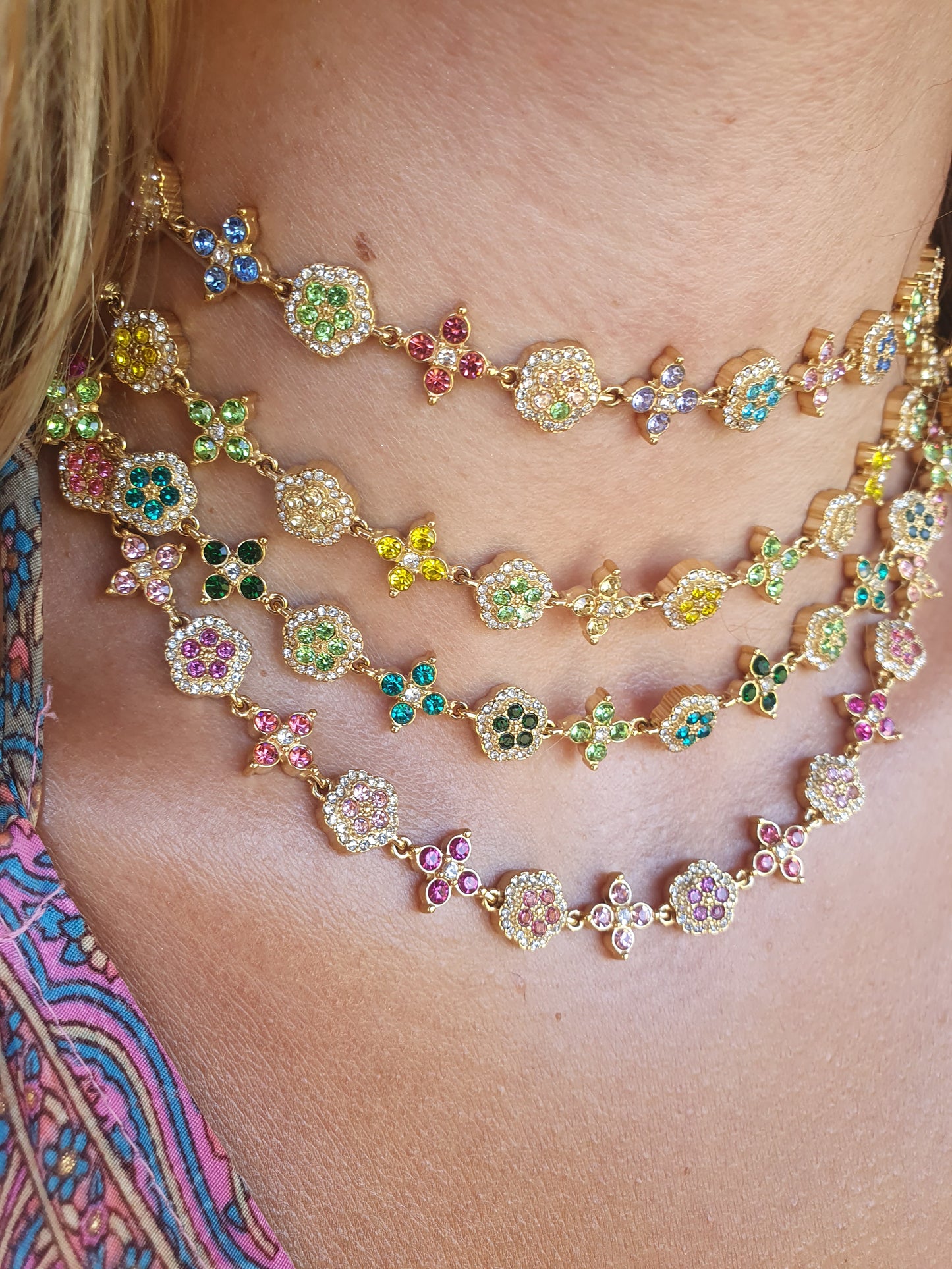 Collier ras de cou TAORMINA - tons jaunes/verts