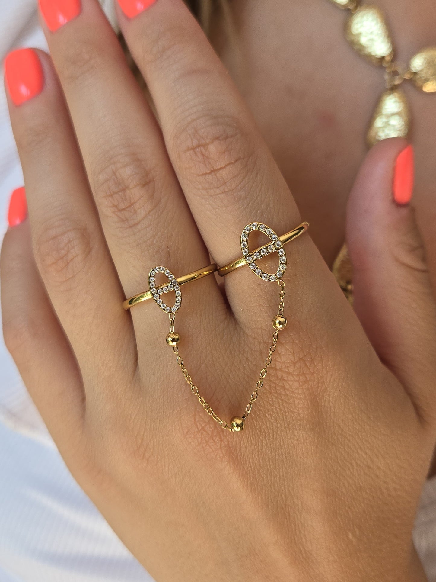 Double bague maille marine élégance