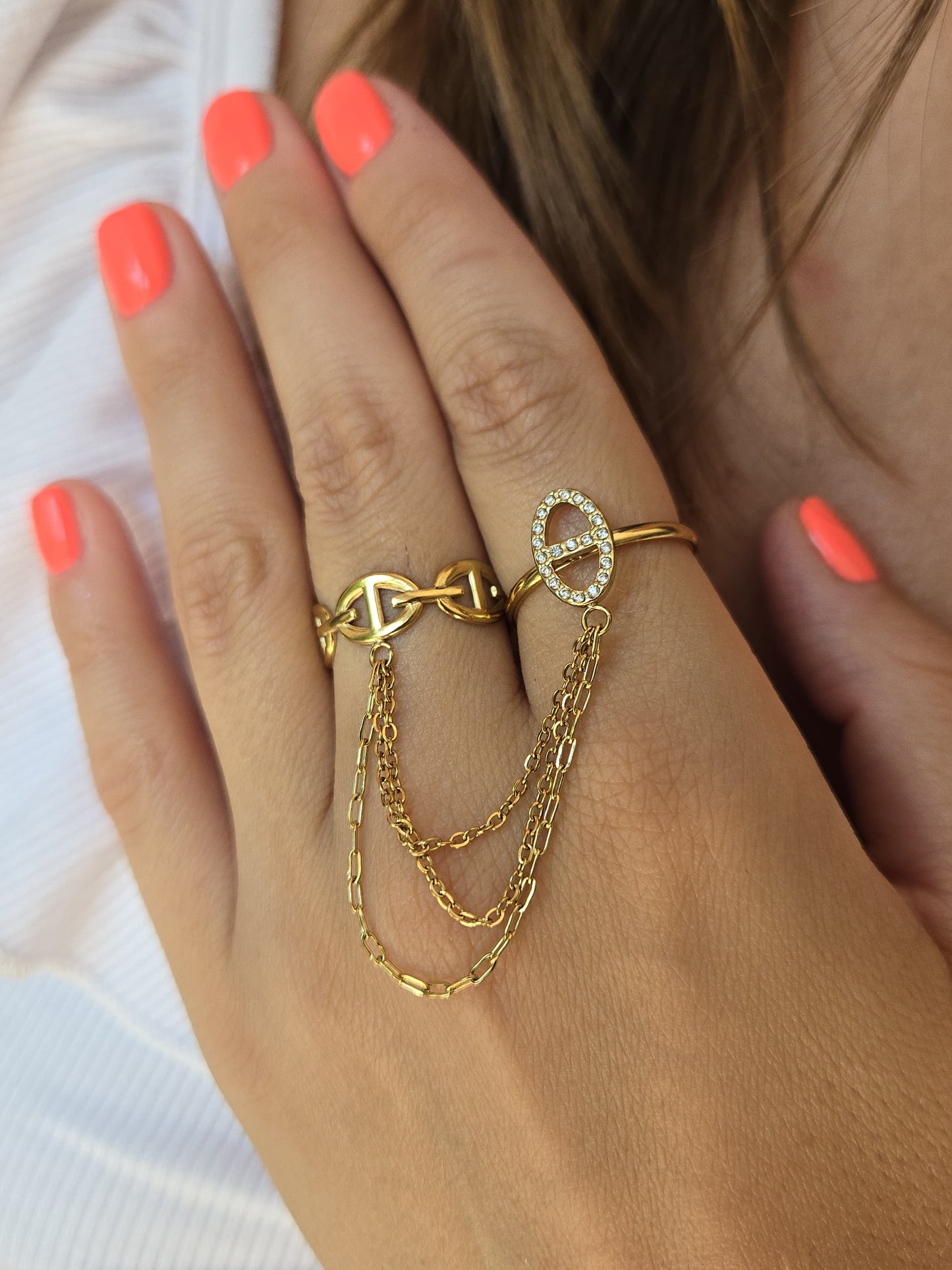 Double bague maille marine signature