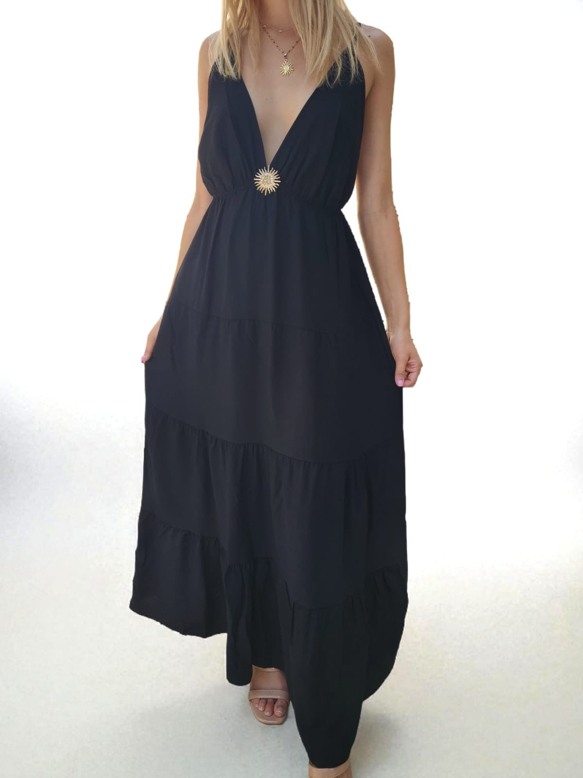 Robe longue soleil - noir