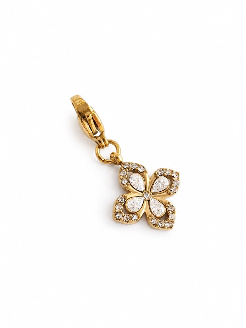 Charm fleur stylisée zircons