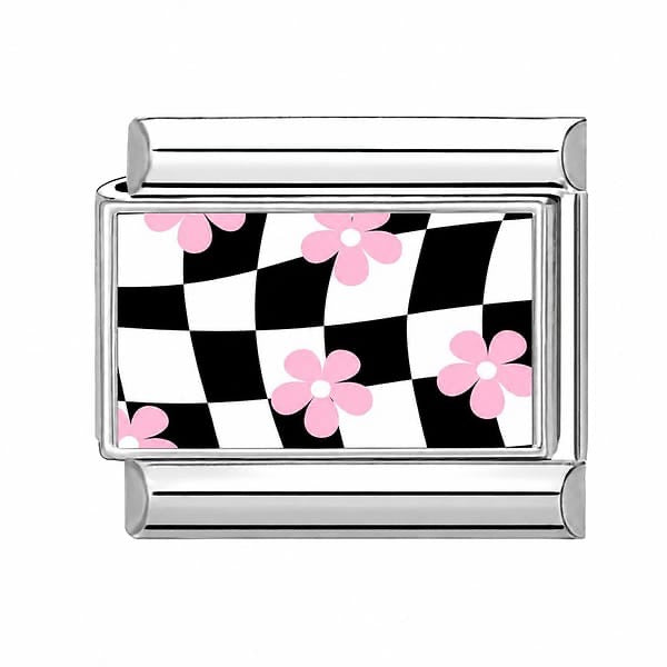 Charm italien damier fleurs