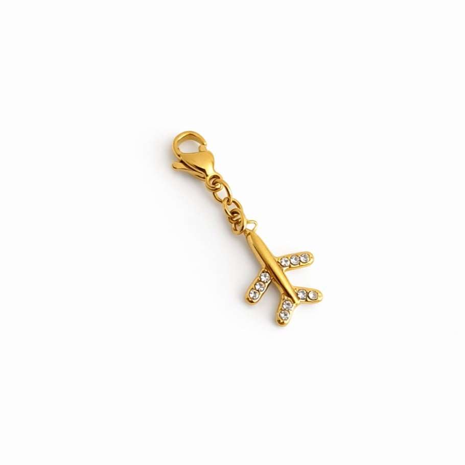 Charm avion strass - doré