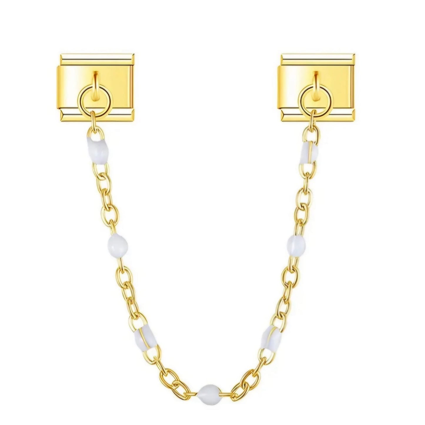 Double Charm italien chaînette perles blanches