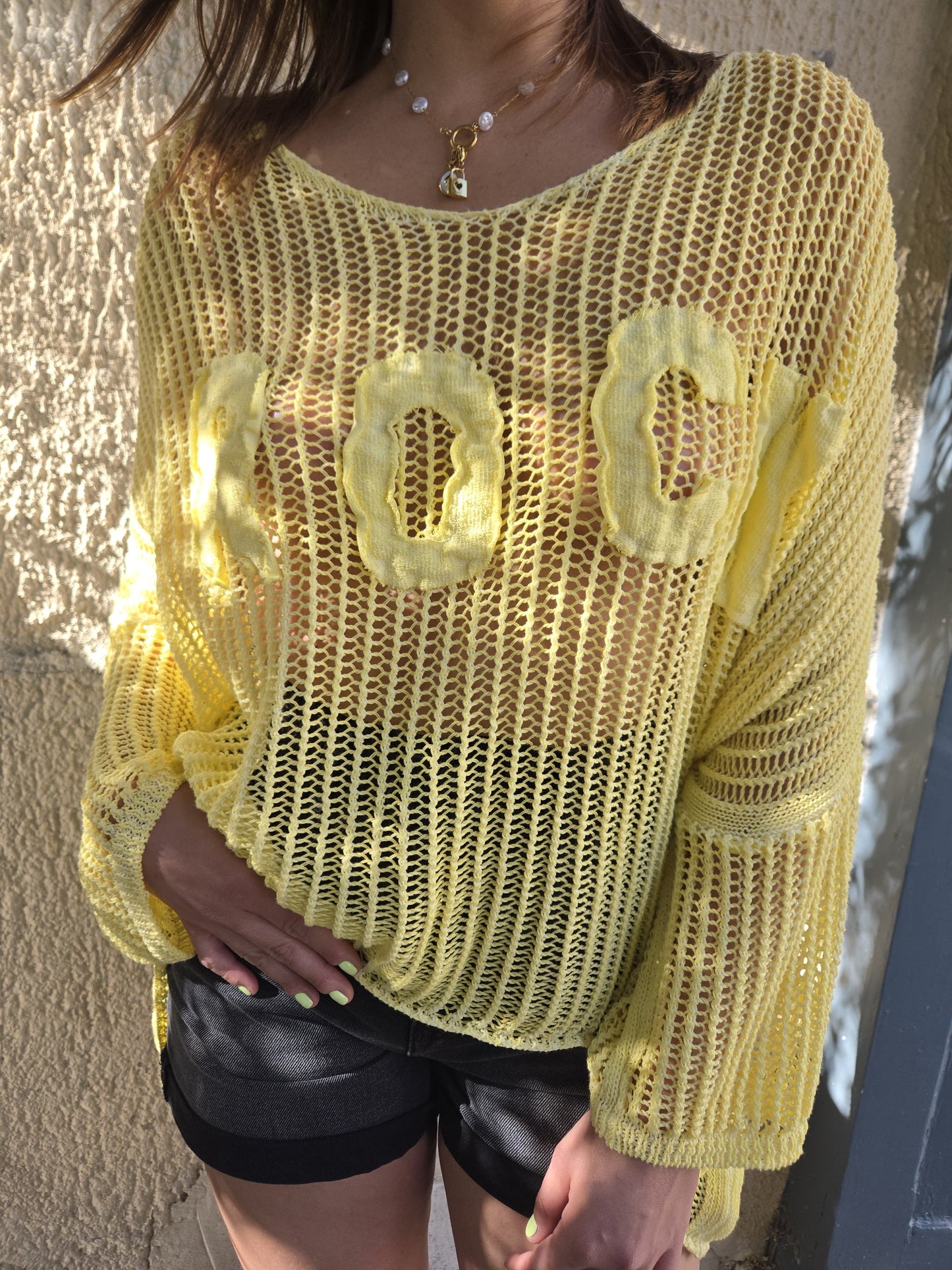 Blouse maille rock oversize - jaune