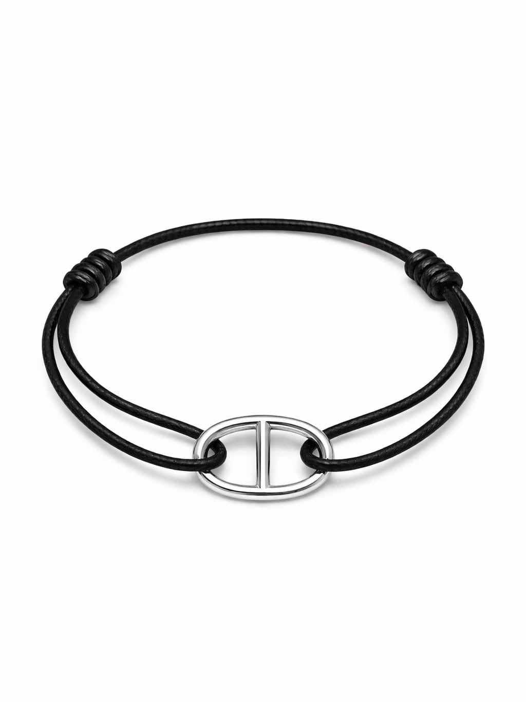 Bracelet cordon maille marine - argenté