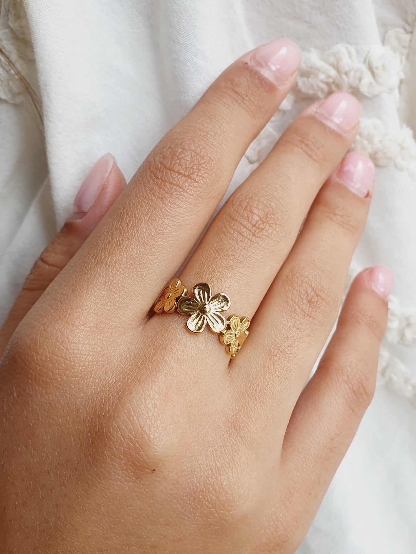 Bague florale - doré
