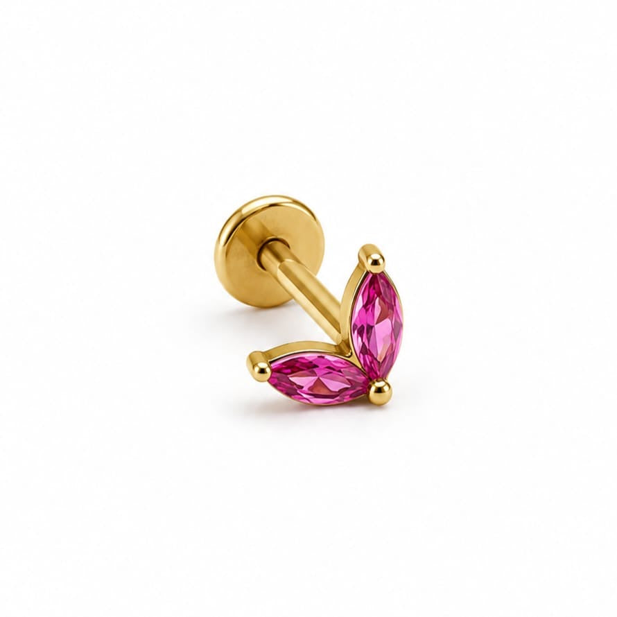 Piercing pétales roses - doré