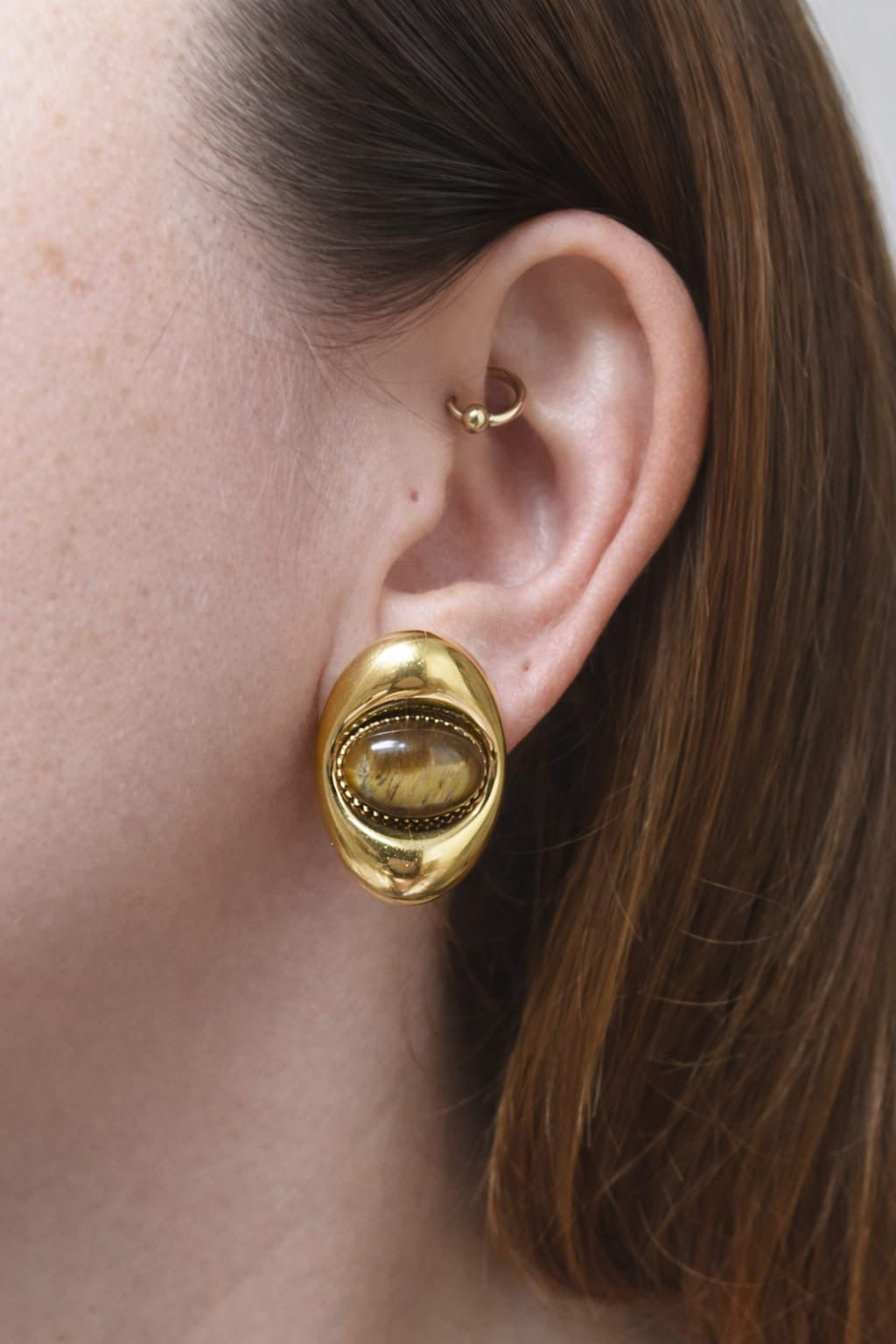 Boucles d'oreilles à clip ŒIL DE TIGRE - doré