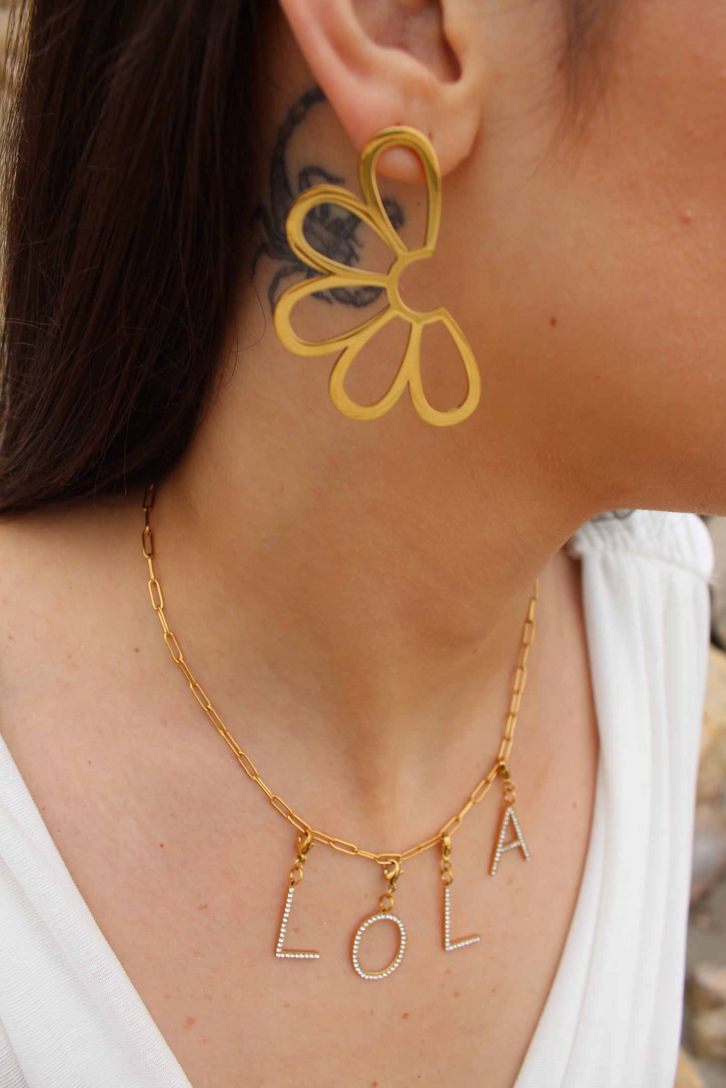 Collier prénom personnalisé lettres The Bold Charm - Doré | Maillons au choix