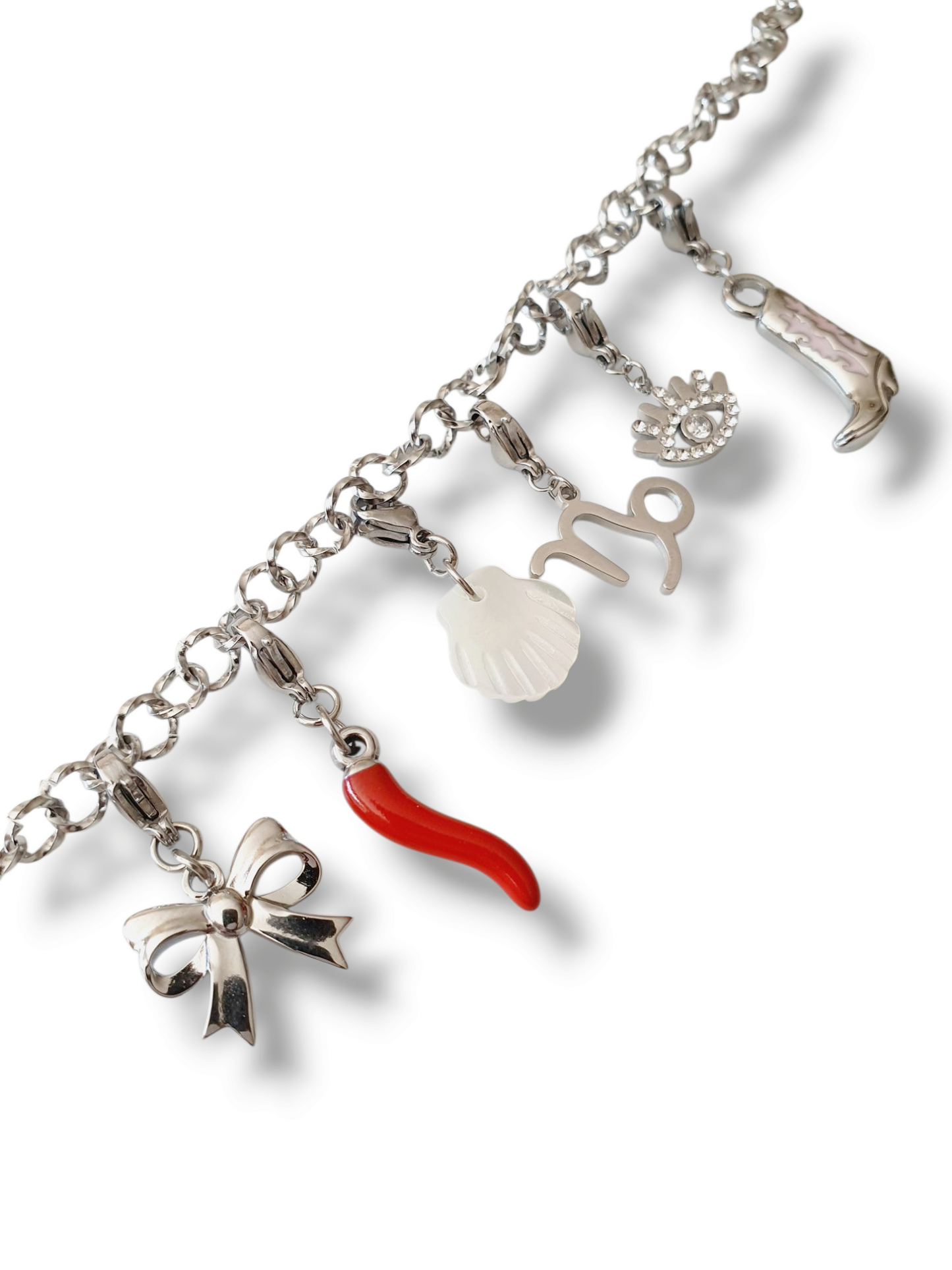 Bracelet maillons ronds striés (à personnaliser) - argenté