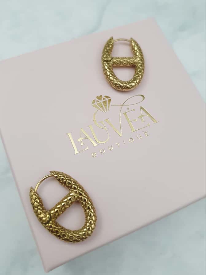 Boucles d'oreilles maille marine texturées - doré
