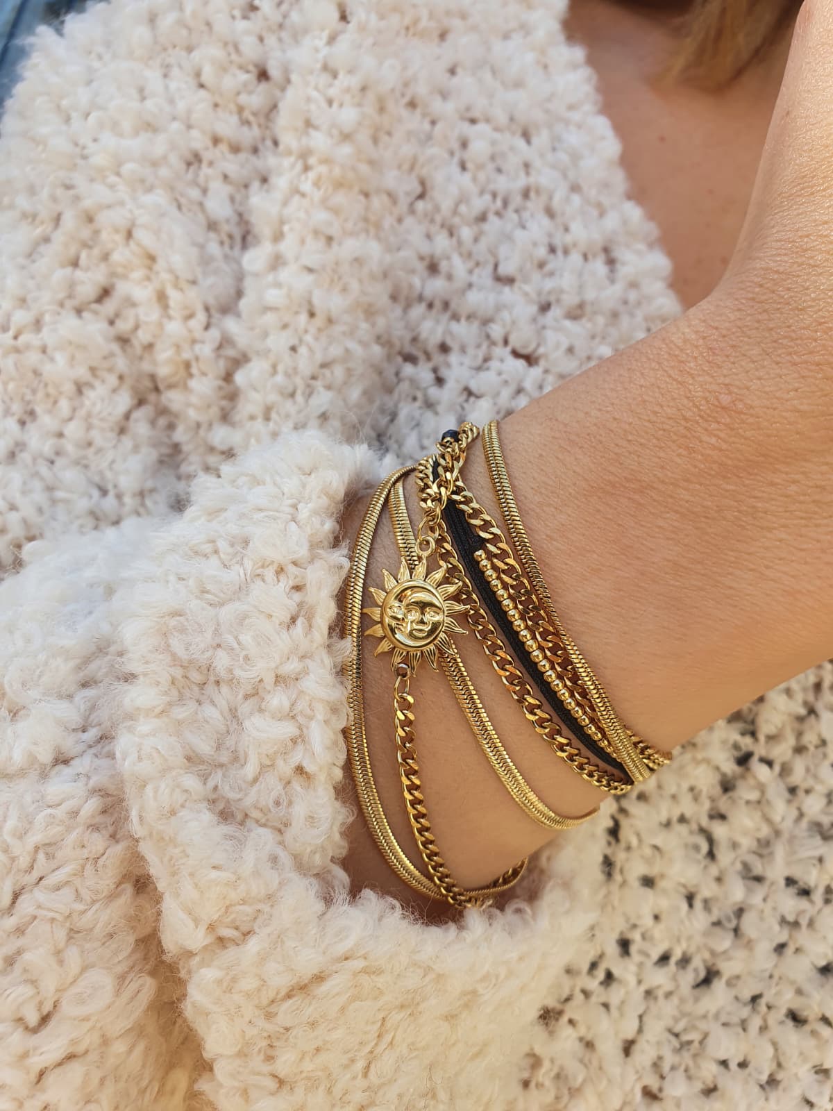 Bracelet multi-rangs Soleil - doré