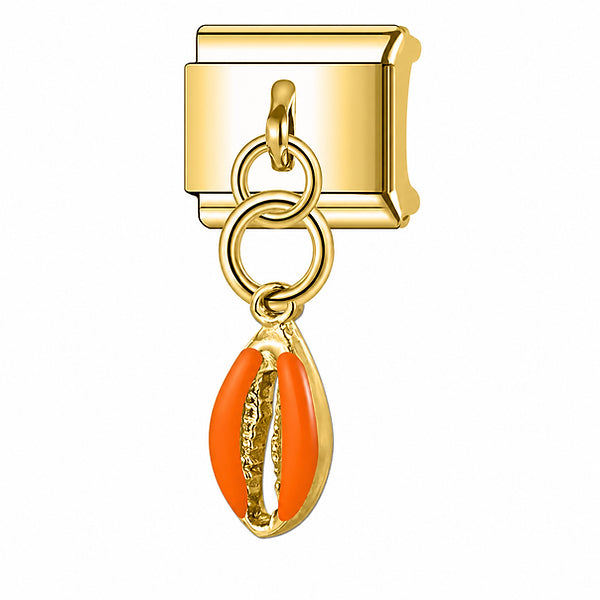 Charm italien breloque coquillage cauri orange