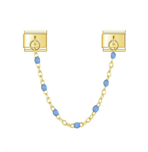 Double Charm italien chaînette perles bleues