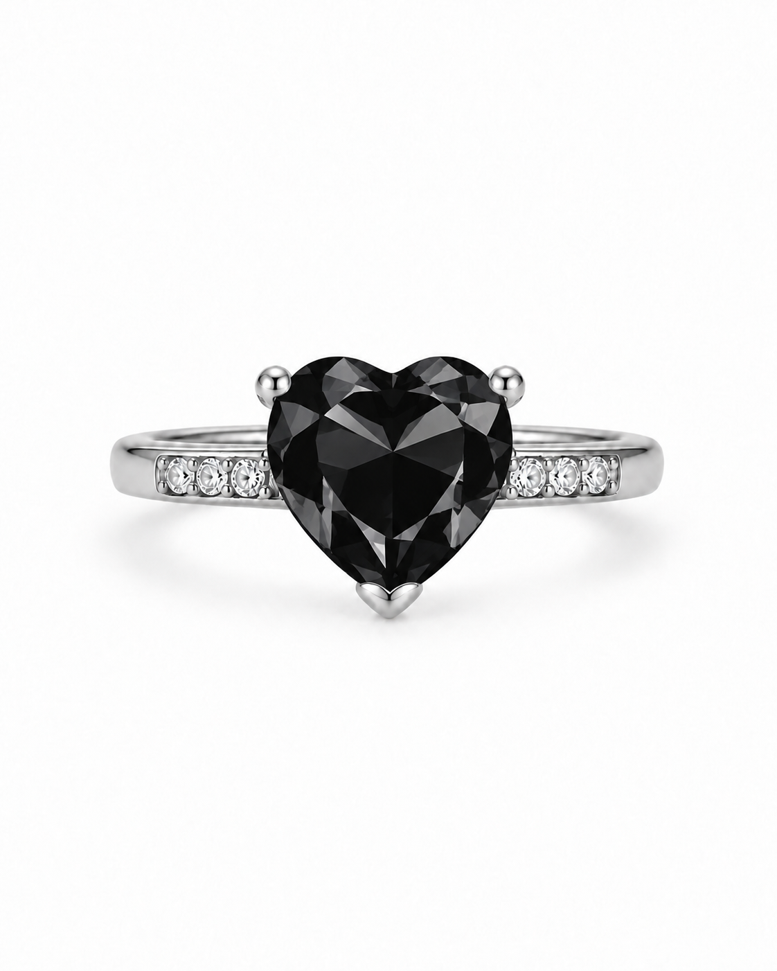Bague Rosalia argentée zircon cœur noir