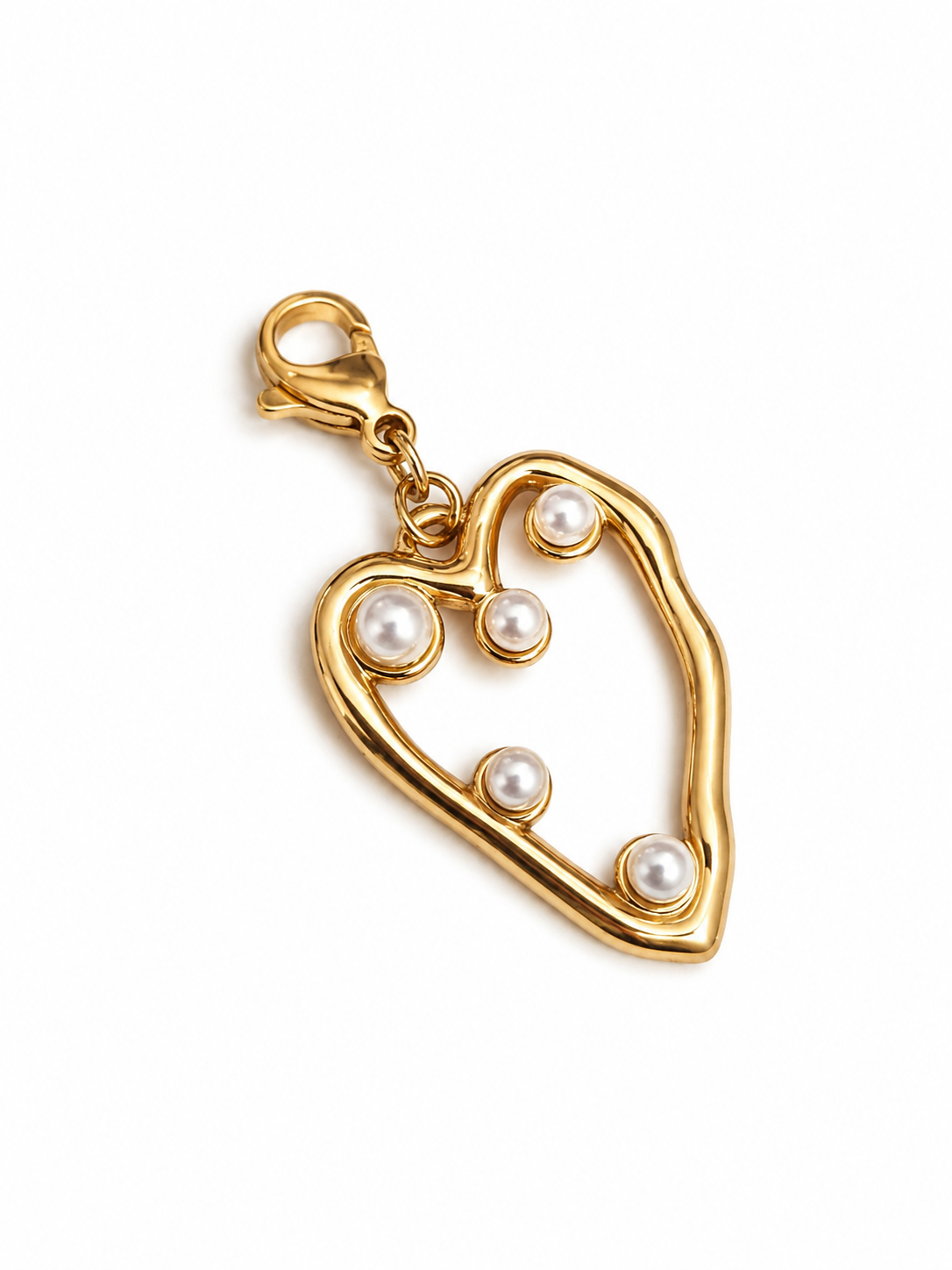 Charm coeur martelé perlé - doré